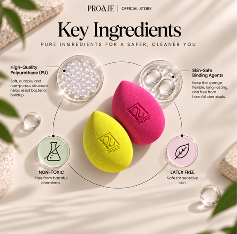PROAJE GlowDrop Velvet Beauty Sponge Duo – Makeup Blending Sponges | Reusable & Latex-Free